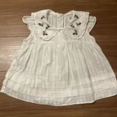 Petit main いちご襟　ブラウス　白　110