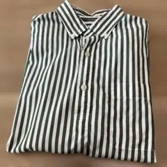 UNIQLO ストライプ 半袖シャツ メンズ Sサイズ　グリーン