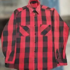 【USA製】RUGGED WEAR ネルシャツ M バッファローチェック 赤黒
