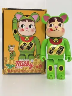 BE@RBRICK 招き猫 ペコちゃん 蛍光グリーン 100％ ＆ 400％