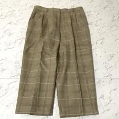チェック ワイドパンツ タックパンツ クロップド レトロ トラッド ノームコア