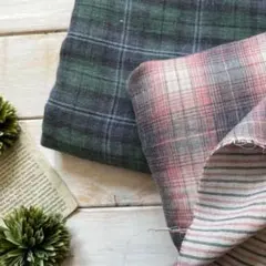 ■0.5ｍ■延長可能■オーガニック100％ダブルガーゼリバーシブルチェックピンク