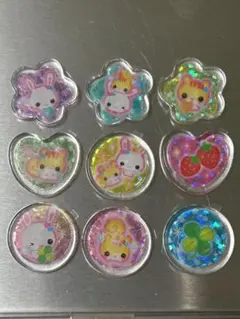 フワフワらびちゃん おはじき シールフレーク9個セット おすそ分け