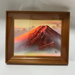 赤富士 百瀬善明 3D 立体画 風景画 絵画 日本画 富士山 盛り絵 美術品