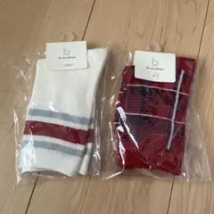 branshes キッズ靴下 16-18cm ホワイト/レッド２足セット