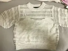 Heather 透かし編み半袖ニット レース　tシャツのサムネイル