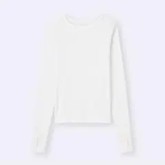 ウォームリブクルーネックT(12分袖) ホワイト　L 【美品】