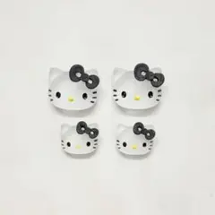 サンリオ日焼けキティネイルパーツマットモノクロ黒ブラックリボンハートキラキラ