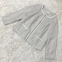 ノックスヴィレッジ　ノーカラー　ジャケット　ツイード　4L 大きいサイズのサムネイル