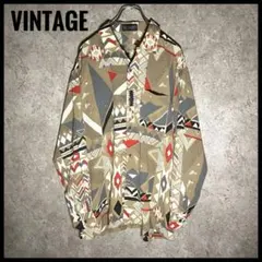 ヴィンテージ COLLEZIO ネイティブ柄 総柄シャツ L ビッグシルエット