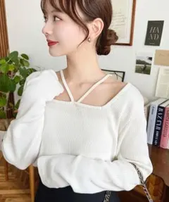 T/Cカットテレコリブ前後2WAY スクエアホルタープルオーバー　Lサイズ