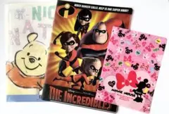 ディズニー 3ポケット クリアファイル 3点 プーさん インクレディブル