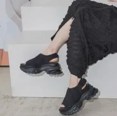 ジーナシス　ブラック　カバークリアソールサンダル　厚底　L