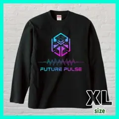 ロングスリーブ Tシャツ ネオン 黒 XLサイズ 前プリント ロンT