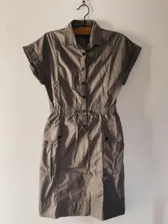 ザラ　シャツワンピース ミニ　ミリタリー　サファリ　ドローコード　チュニック