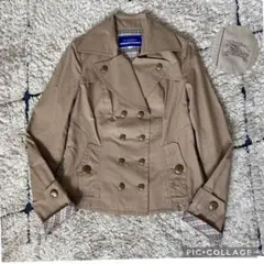 【美品✨】バーバリーブルーレーベル　トレンチコート　ショート　ロゴ刺繍　チェック