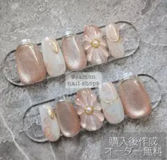 ◯117. ショートバレリーナ　花　クリアフレンチ　きれいめ