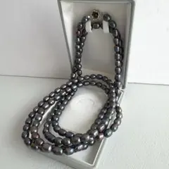 良品 黒蝶真珠　淡水バロックパールネックレス 0.7-10㎜ 165cm　本真珠