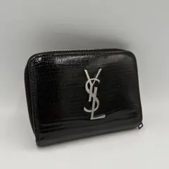イヴ・サンローラン　YSLロゴ　カサンドラ リザード柄 ジップウォレット 財布