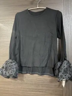 新品タグ付き【K.growth】フロッキードットオーガンジーカフスプルオーバー