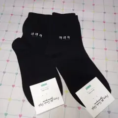 BIGBANG　ジヨン着用　レディースソックス　ロゴ刺繍付き　ブラック