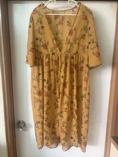 花柄 シフォン ロングワンピース 半袖