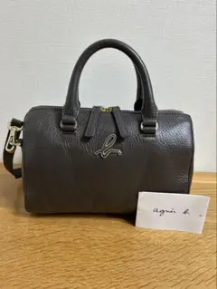アニエスベー 2way ショルダーバッグ ミニボストンバッグ ブラウン