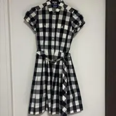 BLUE LABEL チェック柄 パフスリーブシャツワンピース