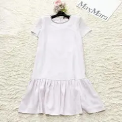 美品✨マックスマーラ　大きいサイズ　半袖フレアワンピース　ビジュー　42