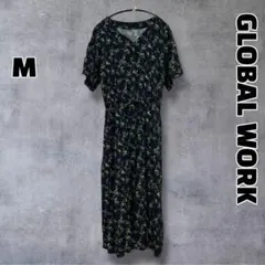 ＄ GLOBAL WORK サラサラリラックス 半袖 ワンピース M