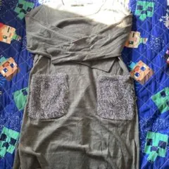 秋〜春 薄手 ニットワンピース 長袖 グレー