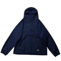 80s 90s L.L.Bean ナイロン アノラックパーカー 紺 ハーフジップ