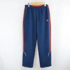 美品 adidas ロゴ プリント スリーライン イージー トラック パンツ 紺