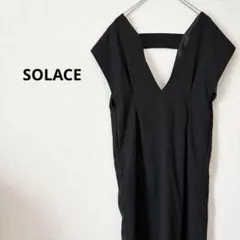 SOLACE ワンピース　無地　黒　ロング　袖なし　M シンプル