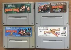 ＳＦＣ　スーパーファミコンソフト　ドンキーコング　サッカー　四本セット