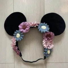 美品　ディズニー　ミニー　花　カチューシャ