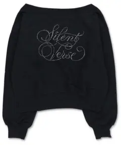 【お値下げOK‼️】裏毛オフショルスウェット ライトストーンロゴ ネイビー