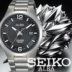 逆輸入セイコーALBA日本未発売チタン製100m防水アナログ腕時計メンズ 