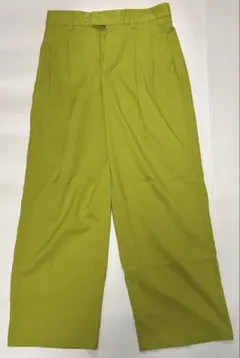 【ワイドレッグスラックス】 GU ライムグリーン