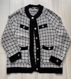 ツイードデザイン ニットカーディガン