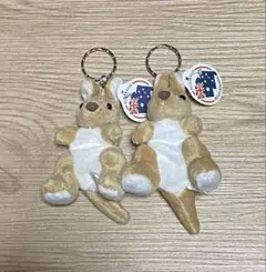 オーストラリア カンガルー ぬいぐるみ キーホルダー 2個セット