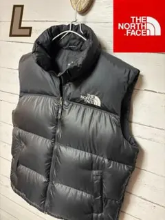 ノースフェイス ヌプシ ダウンベスト Ｌ ブラック 700フィル 刺繍ロゴ 美品