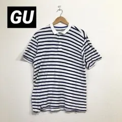 ☆【GU】半袖ポロシャツ XL ホワイト/ネイビー