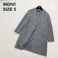 【美品】インディヴィ　チェスターコート　ウールコート　シンプル　上品（946）のサムネイル