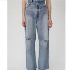 MOUSSY マウジー　クラッシュルーズストレートデニム　23インチ　ダメージ