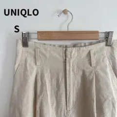 ユニクロ【S】リネンブレンドタックワイドパンツ ホワイト