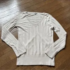 ニット セーター トップス Vネック 長袖 春夏　ZAZIEライトグレー