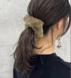 apres jour mignon シフォン シュシュ ヘアゴム カーキのサムネイル