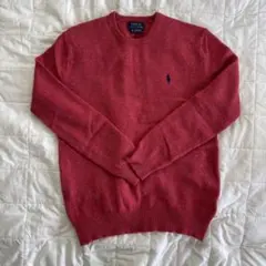 美品 90s ラルフローレン ラムウールニット ワンポイントポニー刺繍 杢