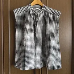 美品　サンバレー　ギンガムチェック柄ノースリーブブラウス